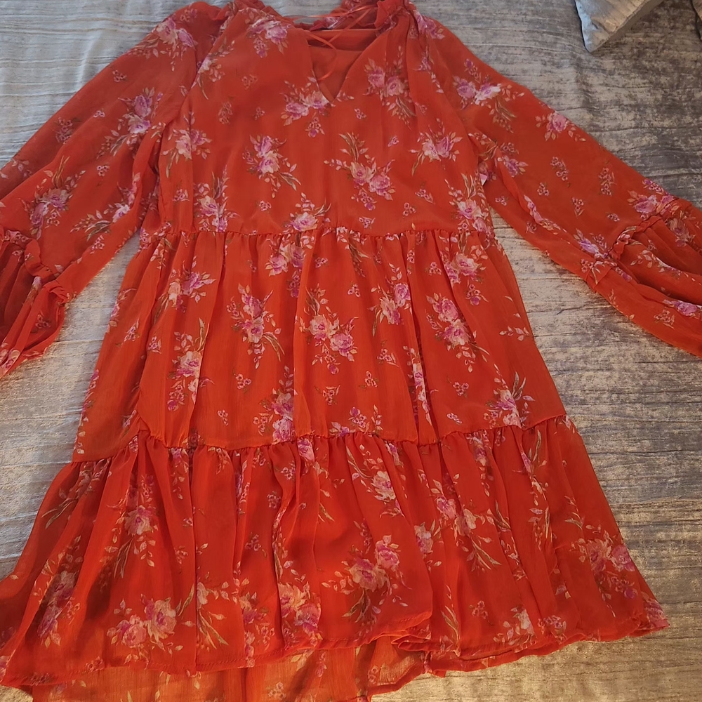 Floral Red Kids Dress